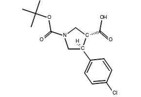 trans-1-Boc-4-(4-chlorophenyl)-3-pyrrolidinecarboxylic acid structure, CAS 791625-60-0