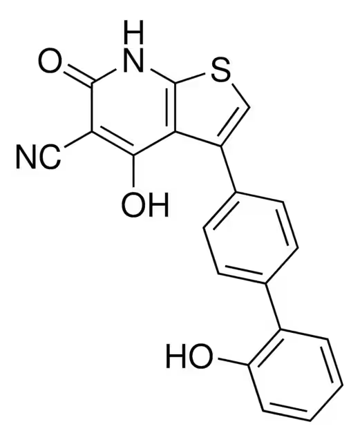 4-Hydroxy-3-(2'-hydroxy-1,1'-biphenyl-4-yl)-6-oxo-6,7-dihydrothieno[2,3-b]pyridine-5-carbonitrile structure, CAS 844499-71-4