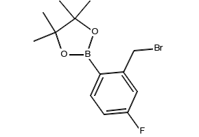 2-Bromomethyl-4-fluorophenylboronic acid pinacol ester structure, CAS 850567-57-6
