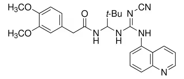 N-[1-[[(Cyanoamino)(5-quinolinylimino)methyl]amino]-2,2-dimethylpropyl]-3,4-dimethoxybenzeneacetamide structure, CAS 861393-28-4