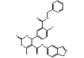 N-(6-Fluoro-1H-indazol-5-yl)-2-methyl-6-oxo-4-[4-(trifluoromethyl)phenyl]-1,4,5,6-tetrahydro-3-pyridinecarboxamide structure, CAS 864082-47-3