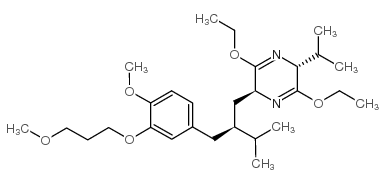 (2S,5R)-3,6-Diethoxy-2,5-dihydro-2-[(2S)-2-[[4-methoxy-3-(3-methoxypropoxy)phenyl]methyl]-3-methylbutyl]-5-(1-methylethyl)pyrazine structure, CAS 866030-33-3