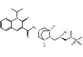 1,2-Dihydro-N-[(3-endo)-8-[(2R)-2-hydroxy-3-[methyl(methylsulfonyl)amino]propyl]-8-azabicyclo[3.2.1]oct-3-yl]-1-(1-methylethyl)-2-oxo-3-quinolinecarboxamide structure, CAS 866933-46-2