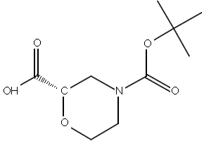 (S)-4-(tert-Butoxycarbonyl)morpholine-2-carboxylic acid structure, CAS 868689-63-8