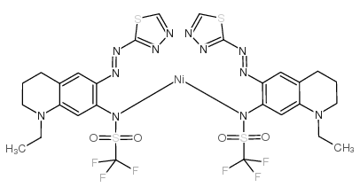 Bis[N-[1-ethyl-1,2,3,4-tetrahydro-6-[(1,3,4-thiadiazol-2-yl-N3)azo-N1]-7-quinolinyl]-1,1,1-trifluoromethanesulfonamidato-N]nickel structure, CAS 868747-30-2