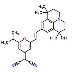 2-[2-(1-Methylethyl)-6-[2-(2,3,6,7-tetrahydro-1,1,7,7-tetramethyl-1H,5H-benzo[ij]quinolizin-9-yl)ethenyl]-4H-pyran-4-ylidene]propanedinitrile structure, CAS 870075-87-9