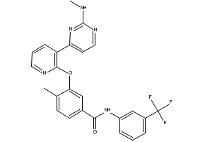 4-Methyl-3-[[3-[2-(methylamino)-4-pyrimidinyl]-2-pyridinyl]oxy]-N-[3-(trifluoromethyl)phenyl]benzamide structure, CAS 870223-96-4