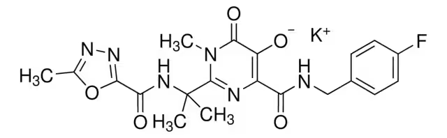 Raltegravir potassium structure, CAS 871038-72-1