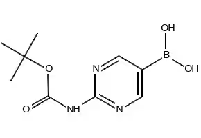 [2-[(tert-Butoxycarbonyl)amino]pyrimidin-5-yl]boronic acid structure, CAS 883231-25-2