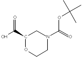 (R)-4-(tert-Butoxycarbonyl)morpholine-2-carboxylic acid structure, CAS 884512-77-0