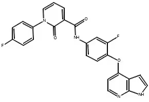 1-(4-Fluorophenyl)-N-[3-fluoro-4-(1H-pyrrolo[2,3-b]pyridin-4-yloxy)phenyl]-1,2-dihydro-2-oxo-3-pyridinecarboxamide structure, CAS 888719-03-7