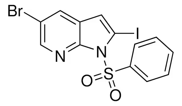 4-Bromo-2-iodo-1-(phenylsulfonyl)-1H-pyrrolo[2,3-b]pyridine; 1-(Phenylsulfonyl)-4-bromo-2-iodo-7-azaindole structure, CAS 889939-26-8