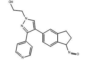 2,3-Dihydro-5-[1-(2-hydroxyethyl)-3-(4-pyridinyl)-1H-pyrazol-4-yl]-1H-inden-1-one oxime structure, CAS 905281-76-7