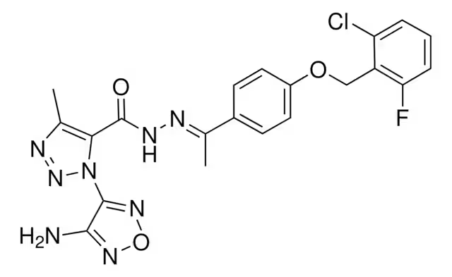6-[[[1-[2-(Azepan-1-yl)ethyl]-1H-1,2,3-triazol-4-yl]methyl]amino]-8-chloro-4-[(3-chloro-4-fluorophenyl)amino]quinoline-3-carbonitrile structure, CAS 915365-57-0