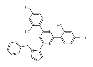 2-(1-Benzyl-1H-pyrrol-2-yl)-4,6-bis(2,4-dihydroxyphenyl)-1,3,5-triazine structure, CAS 916334-62-8