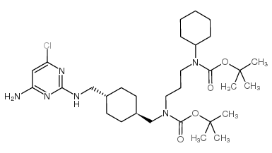 N-[[trans-4-[[(4-Amino-6-chloro-2-pyrimidinyl)amino]methyl]cyclohexyl]methyl]-N-[3-[cyclohexyl[(1,1-dimethylethoxy)carbonyl]amino]propyl]carbamic acid 1,1-dimethylethyl ester structure, CAS 917022-13-0