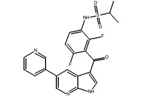 N-[2,4-Difluoro-3-[[5-(3-pyridinyl)-1H-pyrrolo[2,3-b]pyridin-3-yl]carbonyl]phenyl]-2-propanesulfonamide structure, CAS 918505-61-0