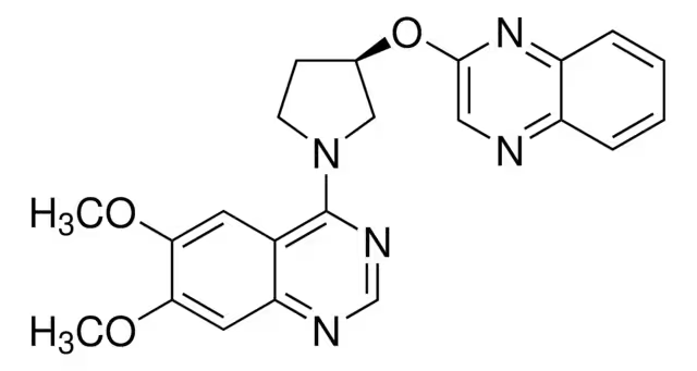 6,7-Dimethoxy-4-[(3R)-3-(2-quinoxalinyloxy)-1-pyrrolidinyl]quinazoline structure, CAS 927691-21-2