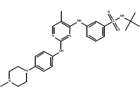 N-(1,1-Dimethylethyl)-3-[[5-methyl-2-[[4-(4-methyl-1-piperazinyl)phenyl]amino]-4-pyrimidinyl]amino]benzenesulfonamide structure, CAS 936091-14-4