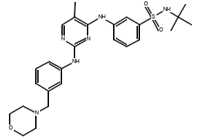 N-(1,1-Dimethylethyl)-3-[[5-methyl-2-[[3-(4-morpholinylmethyl)phenyl]amino]-4-pyrimidinyl]amino]benzenesulfonamide structure, CAS 936091-56-4