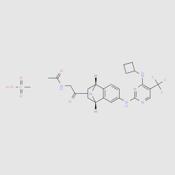 N-[2-[(1R,4S)-6-[[4-(Cyclobutylamino)-5-(trifluoromethyl)-2-pyrimidinyl]amino]-1,2,3,4-tetrahydronaphthalen-1,4-imin-9-yl]-2-oxoethyl]acetamide methanesulfonate (1:1) structure, CAS 942487-63-0