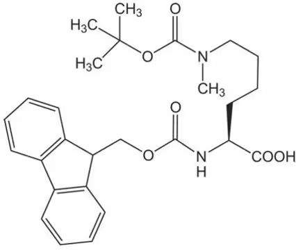 N'-[(1,1-Dimethylethoxy)carbonyl]-N-[(9H-fluoren-9-ylmethoxy)carbonyl]-N'-methyl-L-lysine structure, CAS 951695-85-5