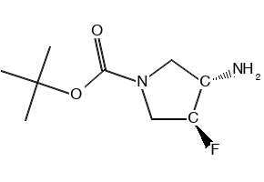 (3S,4S)-3-Amino-4-fluoro-1-pyrrolidinecarboxylic acid tert-butyl ester structure, CAS 1009075-43-7