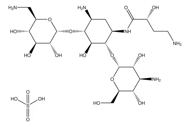 Amikacin sulfate salt structure, CAS 149022-22-0