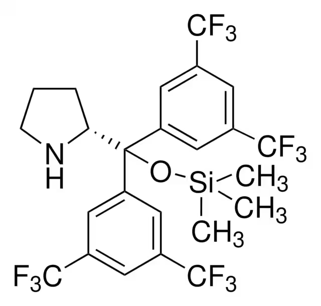 Pyrrolidine, 2-[bis[3,5-bis(trifluoromethyl)phenyl][(trimethylsilyl)oxy]methyl]-, (2R)- structure, CAS 908303-26-4
