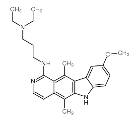 : N,N-diethyl-N'-(9-methoxy-5,11-dimethyl-6H-pyrido[4,3-b]carbazol-1-yl)propane-1,3-diamine structure, CAS 72238-02-9