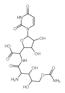 5-[[2-Amino-5-O-(aminocarbonyl)-2-deoxy-L-xylonoyl]amino]-1,5-dideoxy-1-(3,4-dihydro-2,4-dioxopyrimidin-1(2H)-yl)-β-D-allofuranuronic acid structure, CAS 22976-90-5