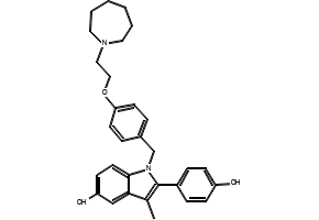 1-[[4-[2-(azepan-1-yl)ethoxy]phenyl]methyl]-2-(4-hydroxyphenyl)-3-methyl-indol-5-ol structure, CAS 198481-32-2