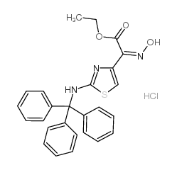 ethyl (Z)-alpha-(hydroxyimino)-2-(tritylamino)thiazol-4-acetate hydrochloride structure, CAS 66339-00-2