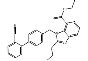 Ethyl-2-Ethoxy-1-[[(2'-Cyanobiphenyl-4-yl) Methyl] Benzimidazole]-7-Carboxylate structure, CAS 139481-41-7