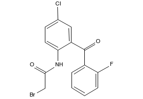 2-bromo-4'-chloro-2'-(o-fluorobenzoyl)acetanilide structure, CAS 1584-62-9