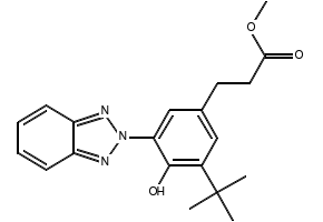 Benzenepropanoic acid, 3-(2H-benzotriazol-2-yl)-5-(1,1-dimethylethyl)-4-hydroxy-, methyl ester structure, CAS 84268-33-7