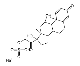 Pregna-1,4-diene-3,20-dione, 11,17-dihydroxy-21-(sulfooxy)-, monosodium salt, (11beta)- structure, CAS 3664-95-7