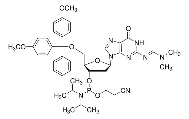 N4-(DIMETHYLAMINO)METHYLENE)-5'-O-(DIMETHOXYTRITYL)-2'-DEOXYGUANOSINE-3'-N,N-DIISOPROPYL (CYANOETHYL) PHOSPHORAMIDITE structure, CAS 330628-04-1