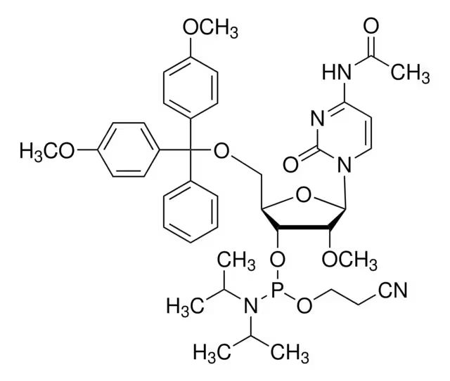 N-Acetyl-5'-O-(4,4-dimethoxytrityl)-2'-O-methylcytidine-3'-(2-cyanoethyl-N,N-diisopropyl)phosphoramidite structure, CAS 199593-09-4