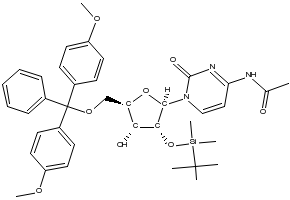 2'-O-TBDMS-5'-O-DMT-N4-Ac cytidin structure, CAS 121058-85-3