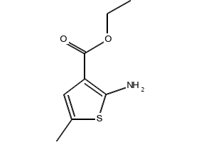 3-Thiophenecarboxylic acid, 2-amino-5-methyl-, ethyl ester structure, CAS 4815-32-1