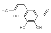 (E)-5-(But-2-enyl)-2,3,4-trihydroxybenzaldehyde structure, CAS 94008-46-5