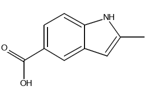 1H-Indole-5-carboxylic acid, 2-methyl- structure, CAS 496946-80-6