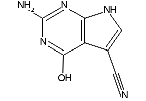 2-Amino-4-oxo-4,7-dihydro-3H-pyrrolo[2,3-d]pyrimidine-5-carbonitrile structure, CAS 69205-79-4