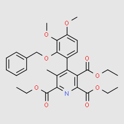 2,3,6-Pyridinetricarboxylic acid, 4-[3,4-dimethoxy-2-(phenylmethoxy)phenyl]-5-methyl-, 2,3,6-triethyl ester structure, CAS 82511-46-4