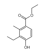 Ethyl 3-ethyl-4-hydroxy-2-methylbenzoate structure, CAS 102395-98-2