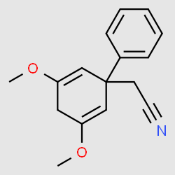 (3,5-Dimethoxy-1-phenyl-cyclohexa-2,5-dienyl)-acetonitrile structure, CAS 868666-31-3