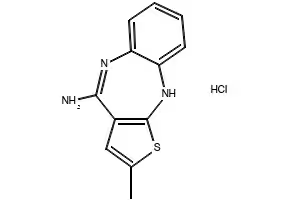 4-Amino-2-methyl-10H-thiene[2,3-b][1,5]benzodiazepine hydrochloride structure, CAS 138564-60-0