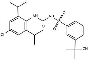4-Chloro-N-((4-fluorophenyl)carbamoyl)benzenesulfonamide structure, CAS 3801-49-8