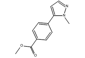 Benzoic acid, 4-(1-methyl-1H-pyrazol-5-yl)-, methyl ester structure, CAS 179057-12-6